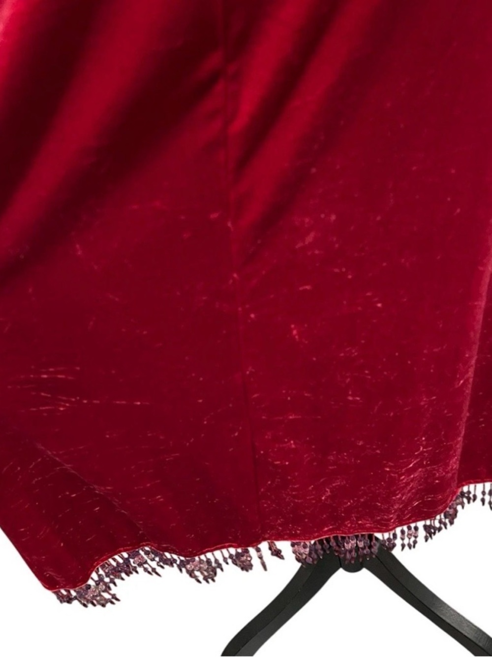 Vintage Betsey Johnson New York Velvet Beaded Fringe Slip Dress M FLAW - Picture 10 of 15